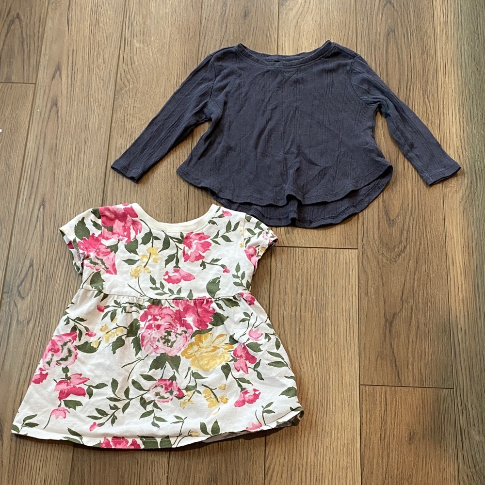 Old Navy | Kids Floral Dress and Grey Top Set